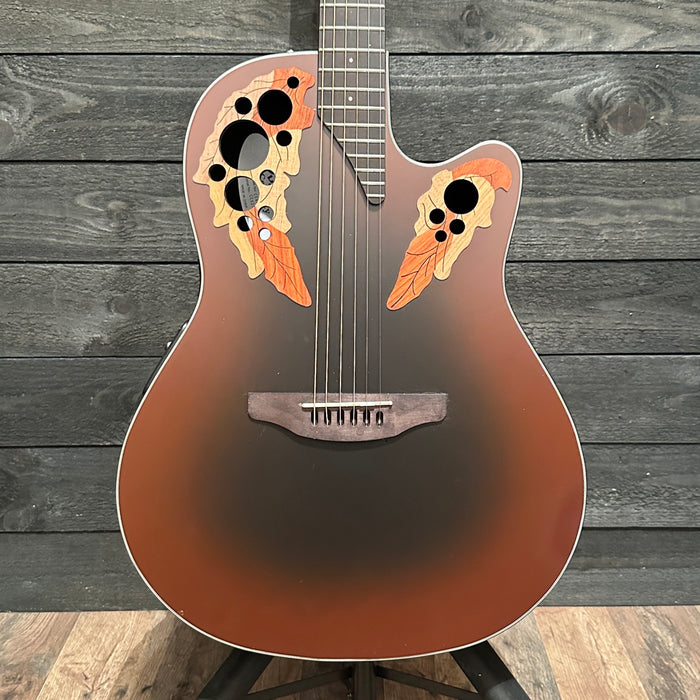 Ovation CE44-RRB-G Celebrity Elite Mid-Depth Acoustic-Electric Guitar - Reverse Red Burst