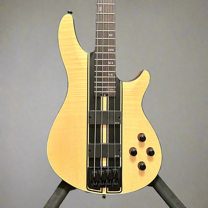Schecter C-4 GT 4 String Electric Bass Guitar - Natural Satin with Black Racing Stripe