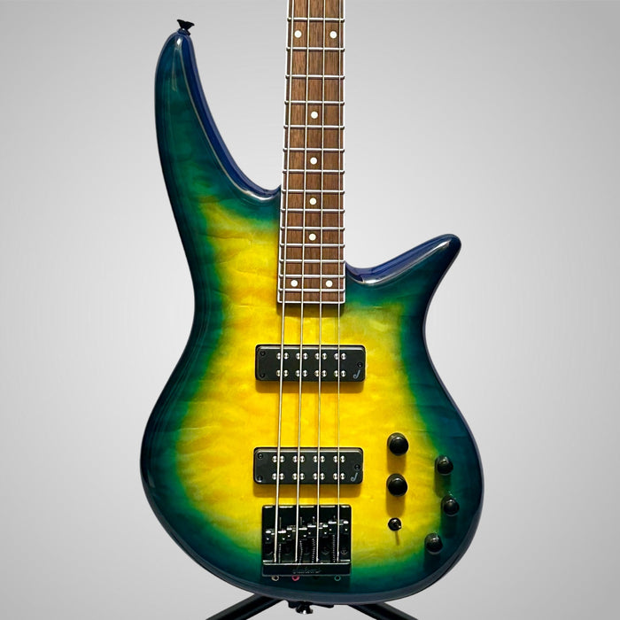 Jackson X Series Spectra Bass SBXQ IV 4 String Electric Bass Guitar - Amber Blue Burst