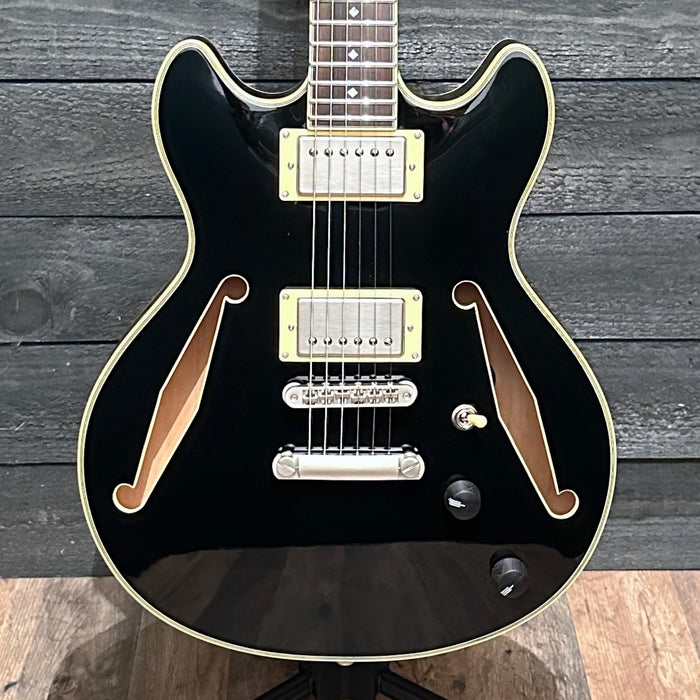 D'Angelico Excel Mini DC Tour Semi Hollowbody Electric Guitar - Black