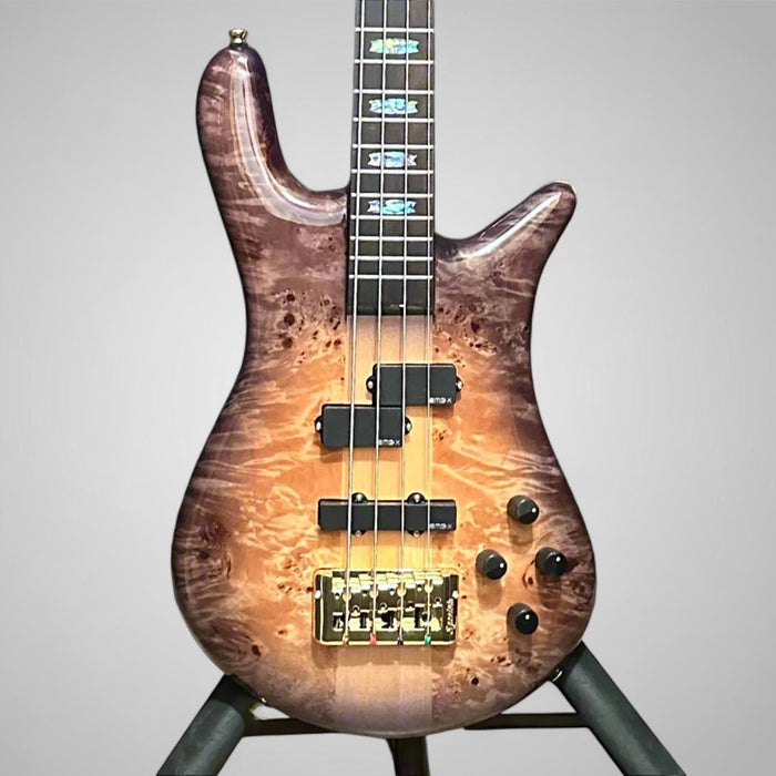 Spector Euro 4 Custom 4 String Electric Bass Guitar w/ Bag - Natural Black Burst Gloss