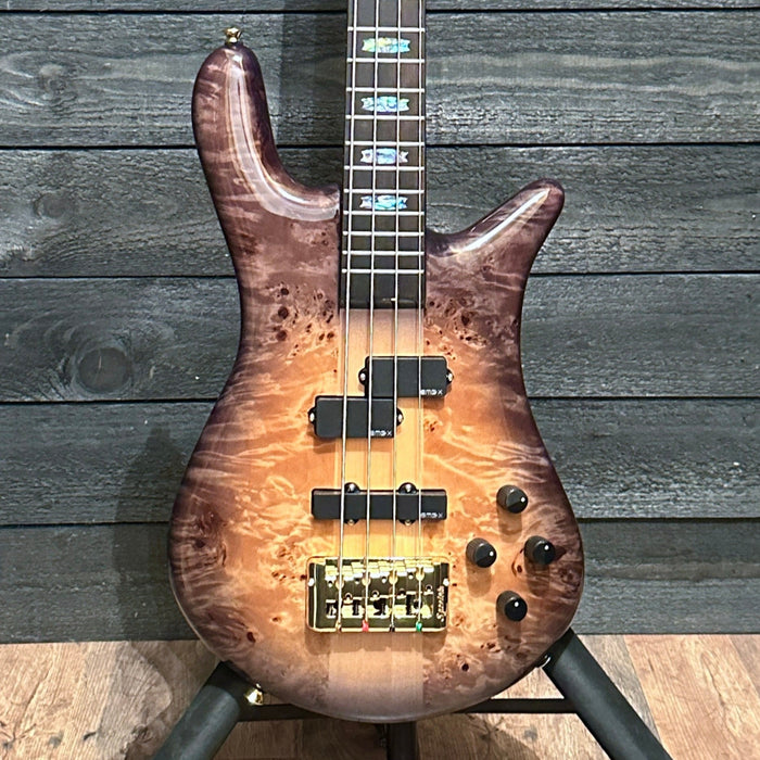 Spector Euro 4 Custom 4 String Electric Bass Guitar w/ Bag - Natural Black Burst Gloss