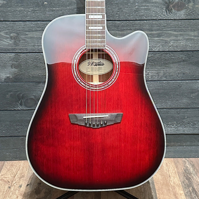 D'Angelico Premier Bowery Cutaway Dreadnought Acoustic-Electric Guitar - Trans Black Cherry Burst