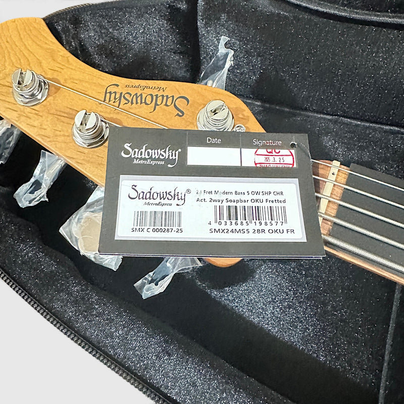 Sadowsky MetroExpress Modern 5 String Morado Board Electric Bass Guitar - White