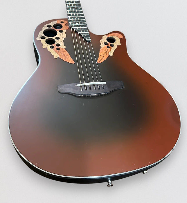 Ovation CE44-RRB-G Celebrity Elite Mid-Depth Acoustic-Electric Guitar - Reverse Red Burst