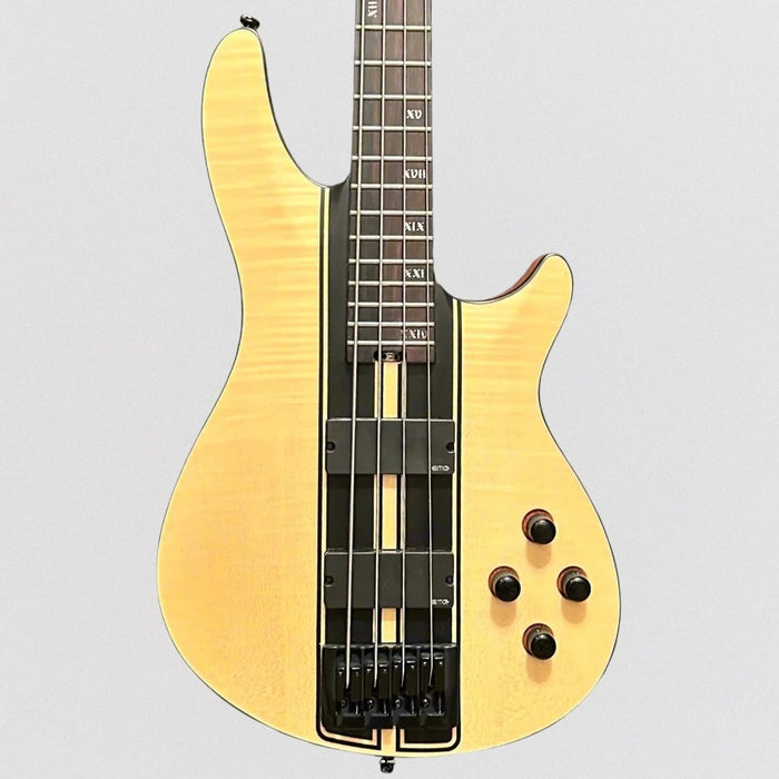 Schecter C-4 GT 4 String Electric Bass Guitar - Natural Satin with Black Racing Stripe