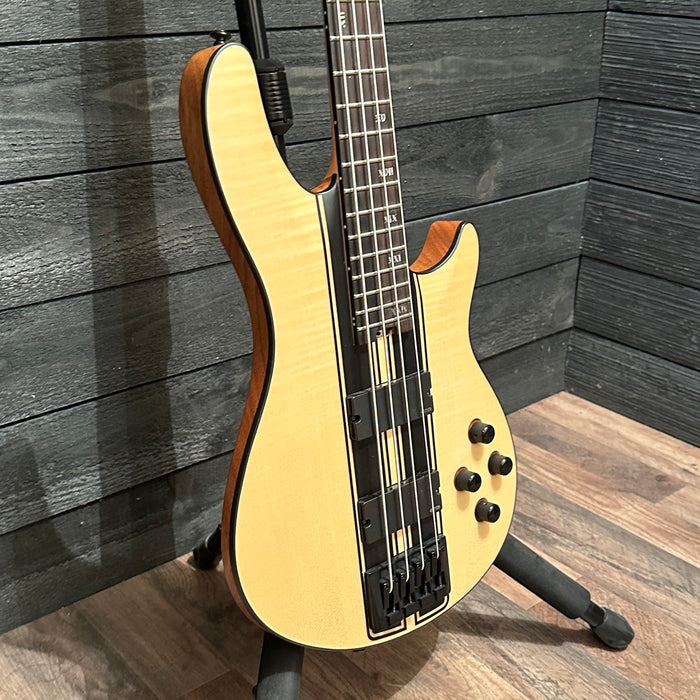 Schecter C-4 GT 4 String Electric Bass Guitar - Natural Satin with Black Racing Stripe