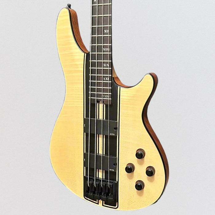 Schecter C-4 GT 4 String Electric Bass Guitar - Natural Satin with Black Racing Stripe