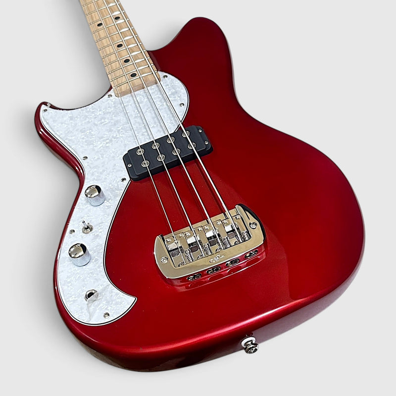 G&L Tribute Fallout Shortscale Left Handed 4 String Electric Bass Guitar - Candy Apple Red