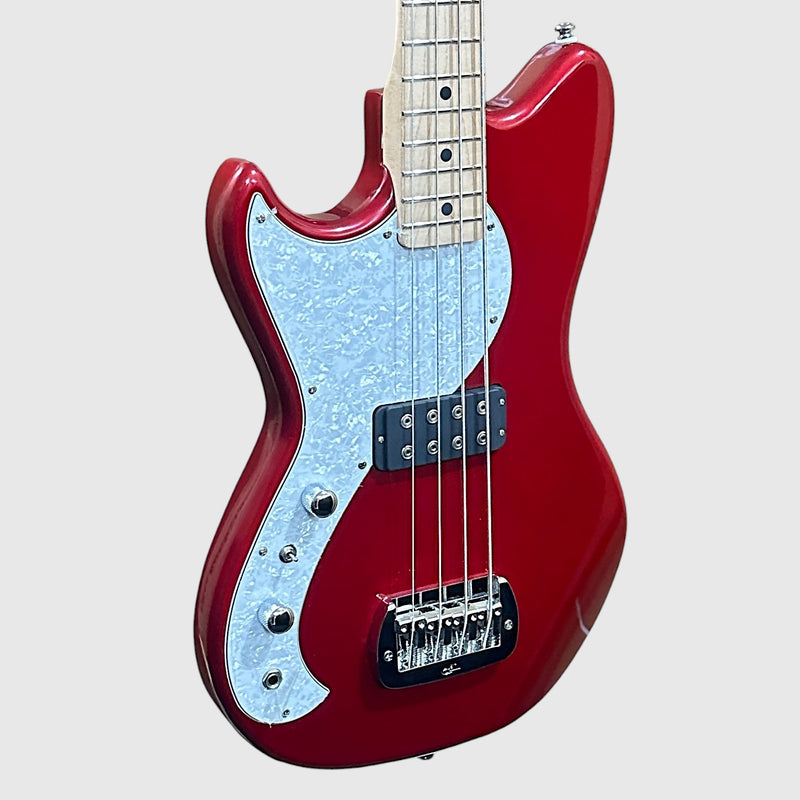 G&L Tribute Fallout Shortscale Left Handed 4 String Electric Bass Guitar - Candy Apple Red