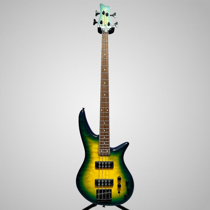 Jackson X Series Spectra Bass SBXQ IV 4 String Electric Bass Guitar - Amber Blue Burst