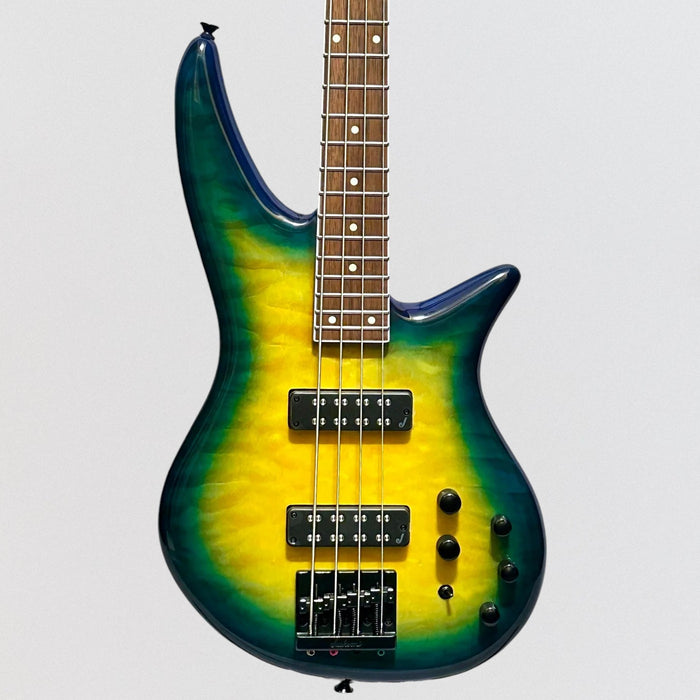 Jackson X Series Spectra Bass SBXQ IV 4 String Electric Bass Guitar - Amber Blue Burst