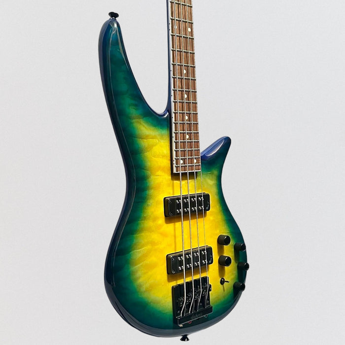 Jackson X Series Spectra Bass SBXQ IV 4 String Electric Bass Guitar - Amber Blue Burst