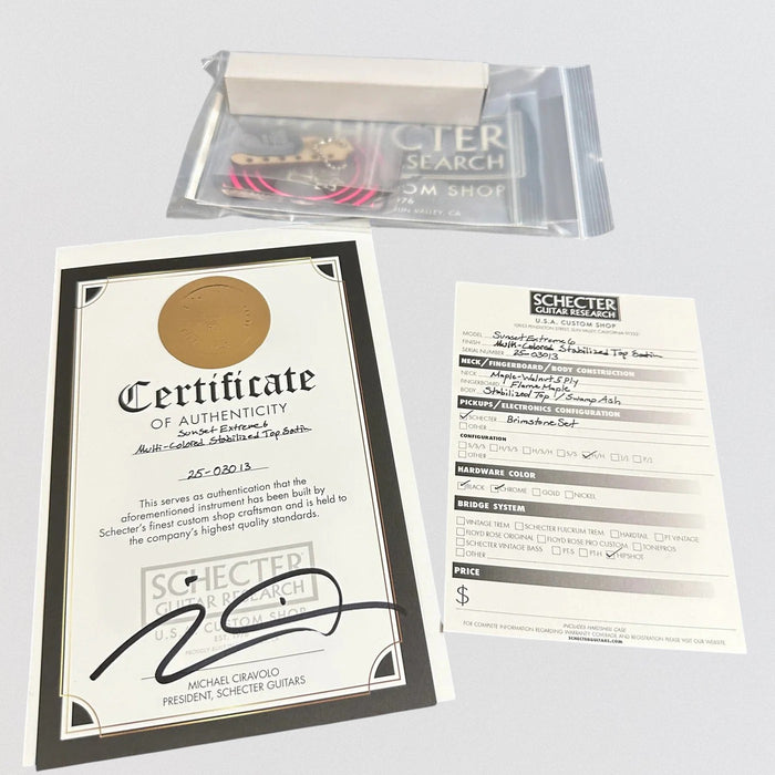 Schecter USA Custom Shop Sunset Extreme 6 Stabilized Top Electric Guitar - Blue/Red