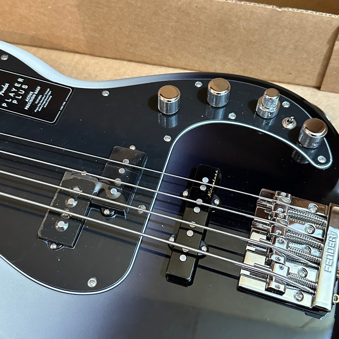 Fender Player Plus Precision P Bass 4 String Electric Bass Guitar - Silver Smoke