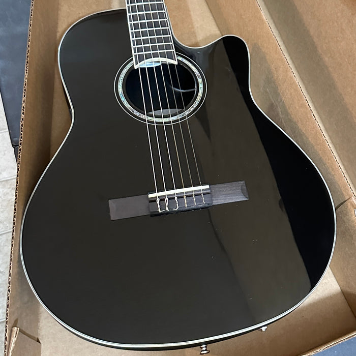 Ovation CS24C Celebrity Series Traditional Mid-Depth Nylon-String Classical Acoustic-Electric Guitar - Black