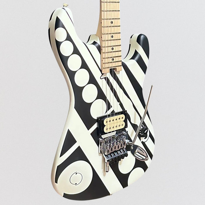 EVH Striped Circles Electric Guitar - Black and White