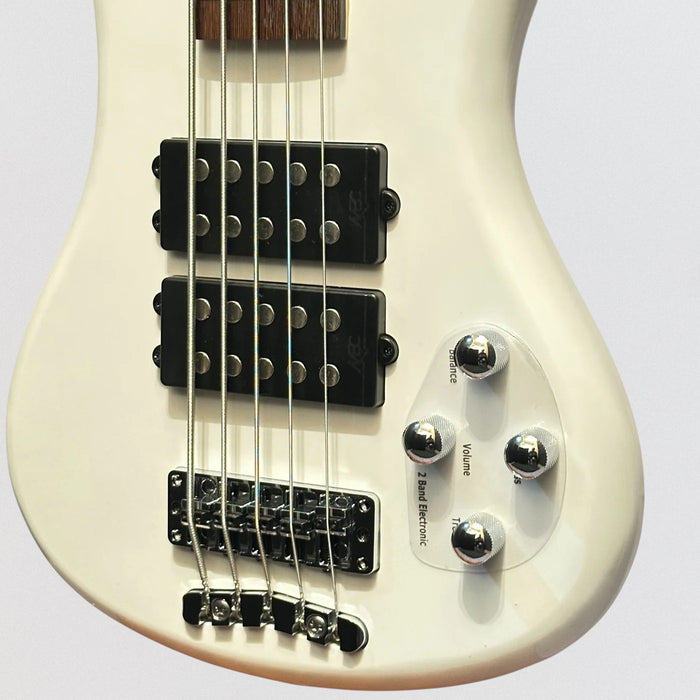 Warwick RockBass Corvette $$ 5-String Electric Bass Guitar - White