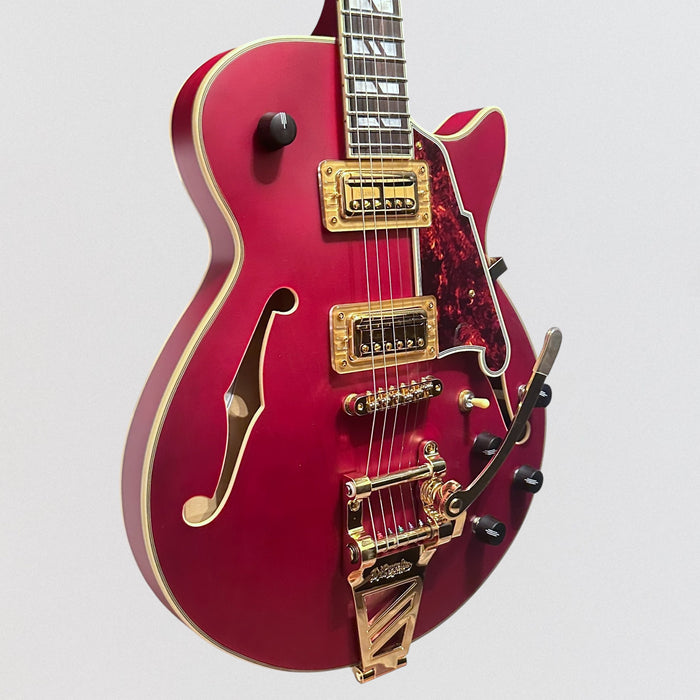 D'Angelico Deluxe Bob Weir SS 3 Semi-Hollow Electric Guitar - Satin Trans Wine