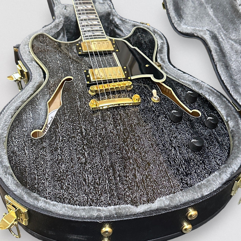 D'Angelico Excel Series DC Semi-Hollow Electric Guitar w/ USA Seymour Duncan Humbuckers - Black Dog