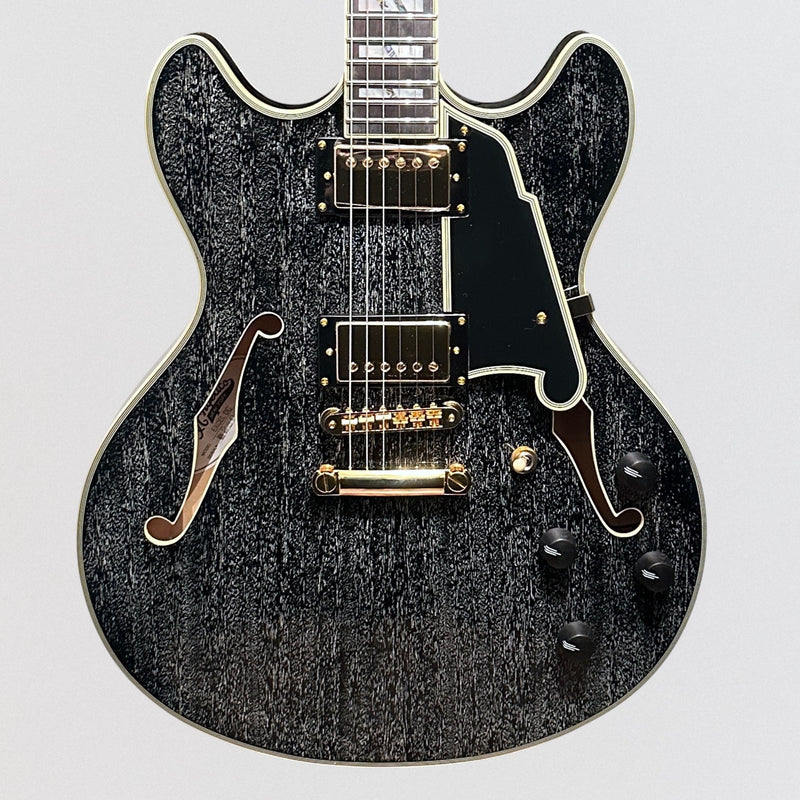 D'Angelico Excel Series DC Semi-Hollow Electric Guitar w/ USA Seymour Duncan Humbuckers - Black Dog