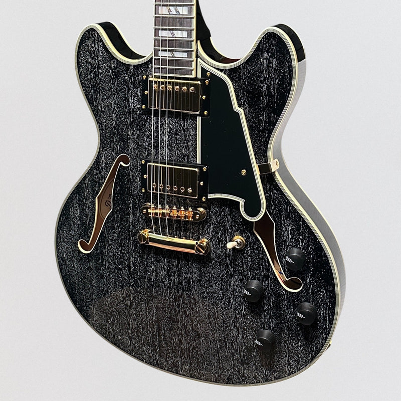 D'Angelico Excel Series DC Semi-Hollow Electric Guitar w/ USA Seymour Duncan Humbuckers - Black Dog