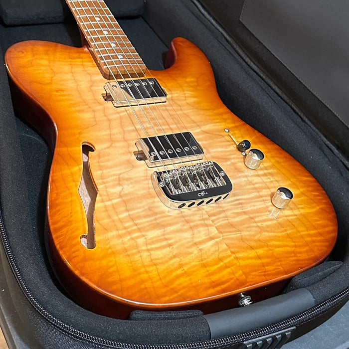 G&L USA Custom Shop ASAT HH RMC Semi Hollow-body Electric Guitar - Antique Brown Burst