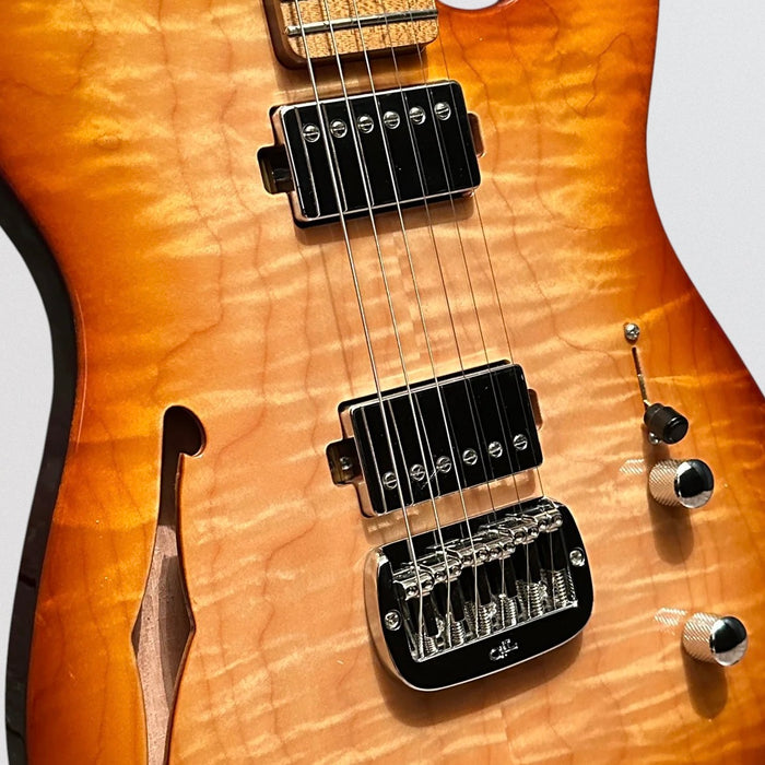 G&L USA Custom Shop ASAT HH RMC Semi Hollow-body Electric Guitar - Antique Brown Burst