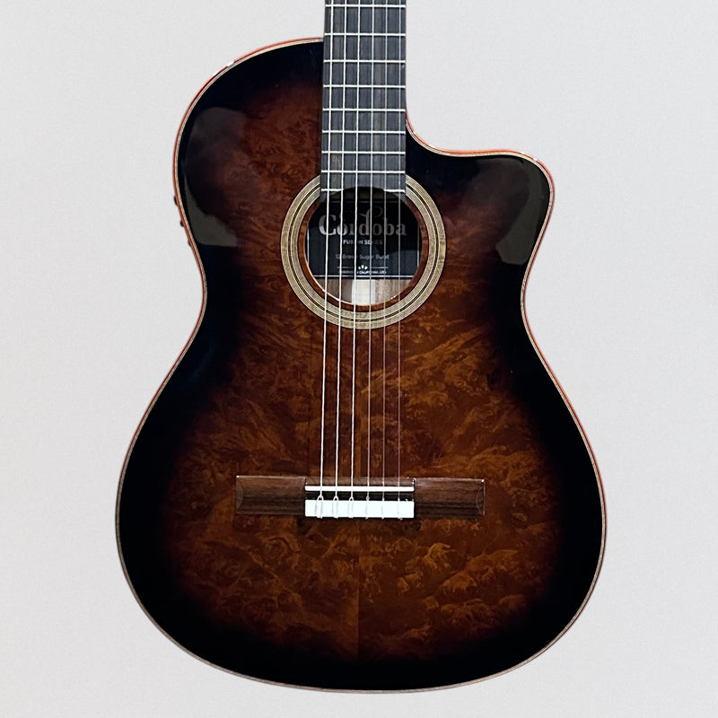 Cordoba Fusion 12 Exotic Top Nylon-String Classical Acoustic-Electric Guitar Brown Sugar Burst