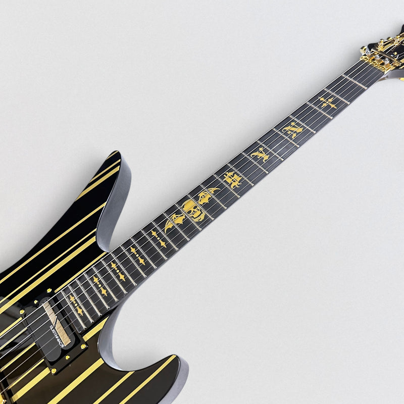 Schecter Synyster Gates Custom-S Electric Guitar - Black Gold Pinstripes