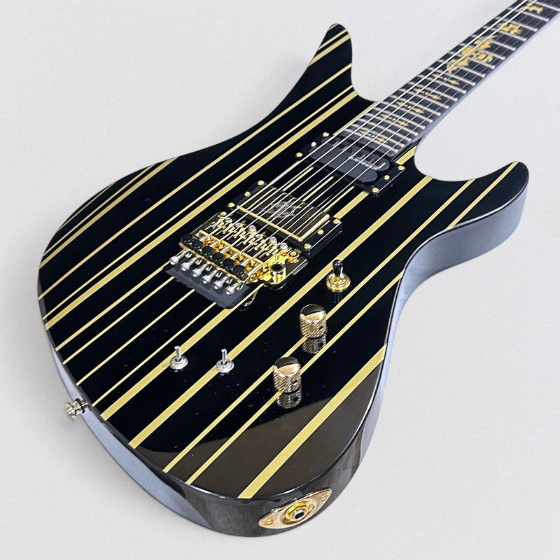 Schecter Synyster Gates Custom-S Electric Guitar - Black Gold Pinstripes