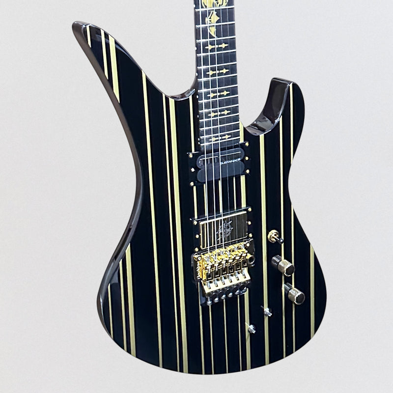 Schecter Synyster Gates Custom-S Electric Guitar - Black Gold Pinstripes
