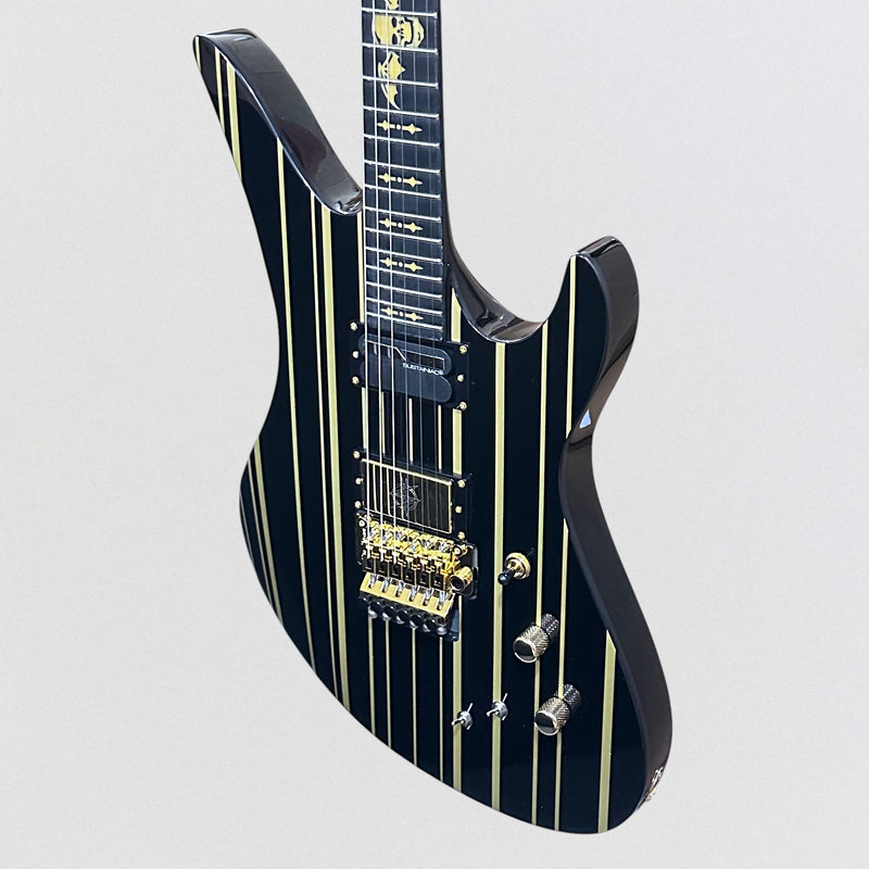 Schecter Synyster Gates Custom-S Electric Guitar - Black Gold Pinstripes