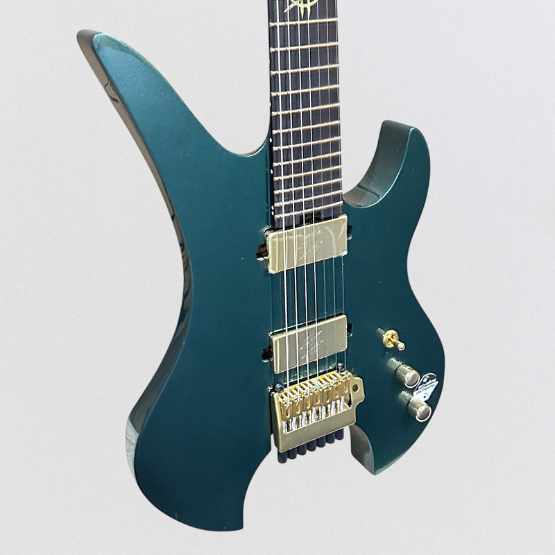 Schecter Synyster Gates Custom 7 String Headless Electric Guitar - Oak Green Metallic