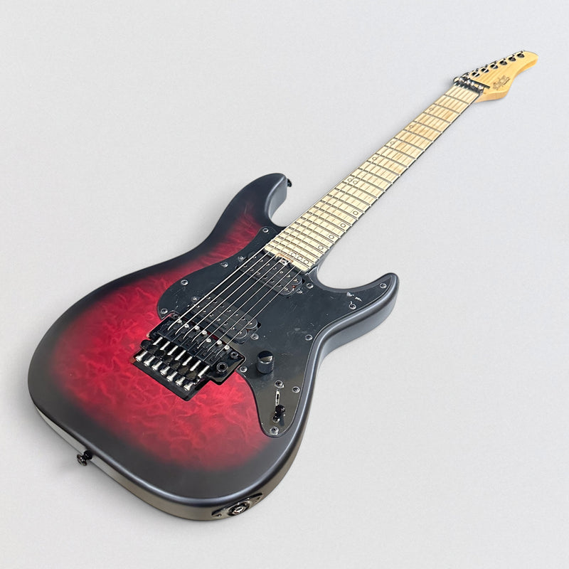 Schecter Miles Dimitri Baker 7 FR Electric Guitar - Crimson Red Burst Satin