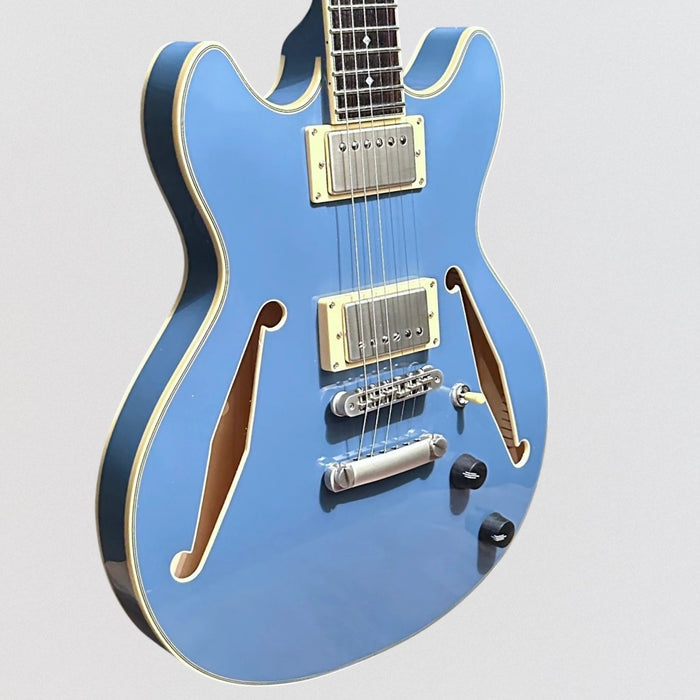 D'Angelico Excel Mini DC Tour Semi Hollowbody Electric Guitar - Slate Blue