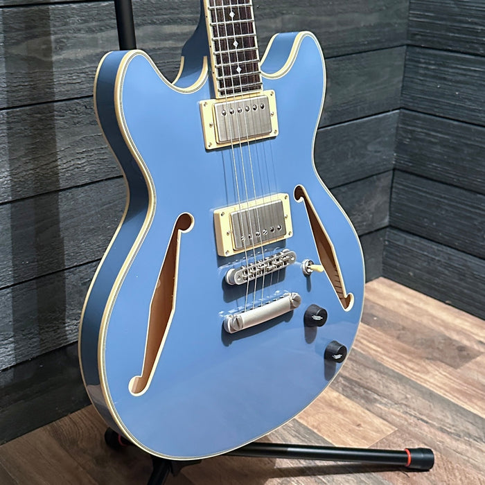 D'Angelico Excel Mini DC Tour Semi Hollowbody Electric Guitar - Slate Blue