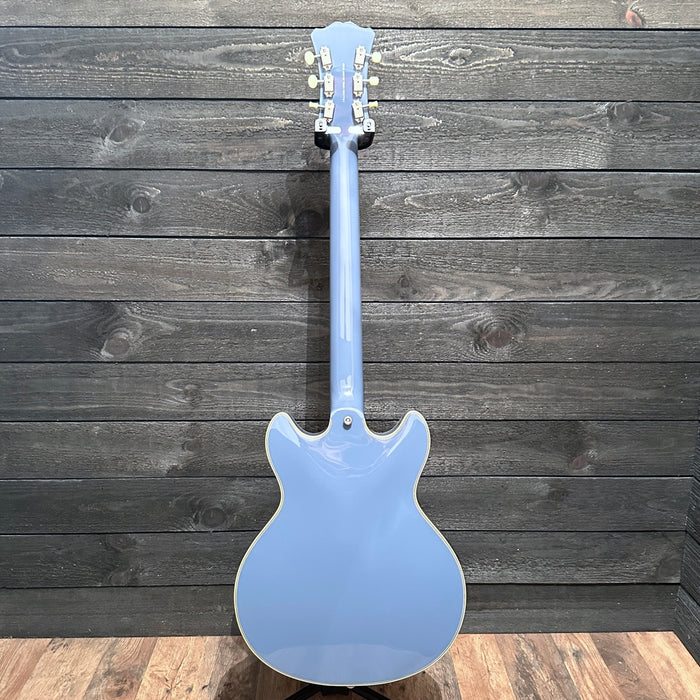 D'Angelico Excel Mini DC Tour Semi Hollowbody Electric Guitar - Slate Blue