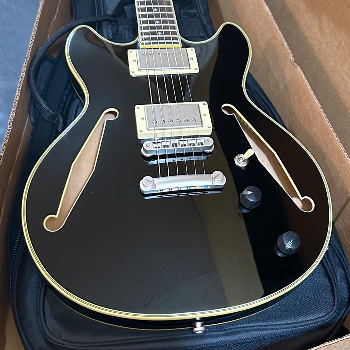 D'Angelico Excel Mini DC Tour Semi Hollowbody Electric Guitar - Black