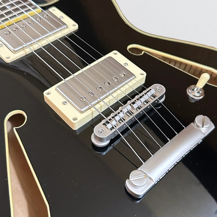 D'Angelico Excel Mini DC Tour Semi Hollowbody Electric Guitar - Black