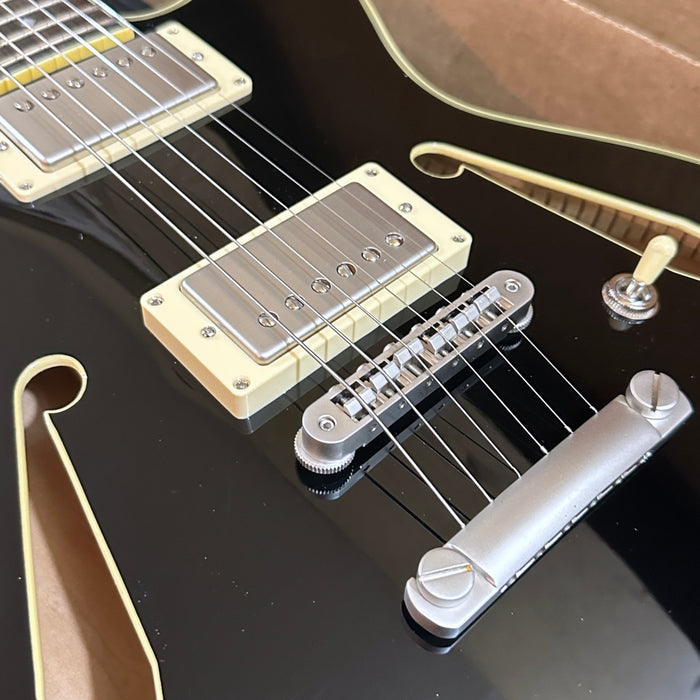 D'Angelico Excel Mini DC Tour Semi Hollowbody Electric Guitar - Black