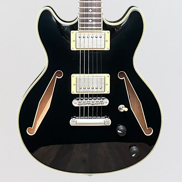 D'Angelico Excel Mini DC Tour Semi Hollowbody Electric Guitar - Black