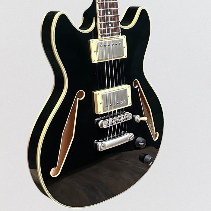 D'Angelico Excel Mini DC Tour Semi Hollowbody Electric Guitar - Black