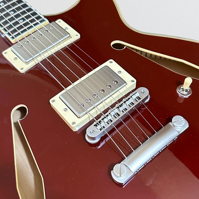 D'Angelico Excel Mini SS Tour Semi Hollowbody Electric Guitar - Solid Wine