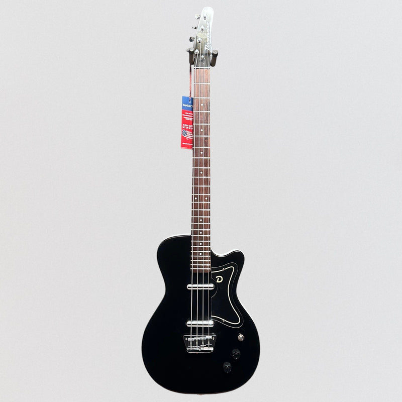 Danelectro D56BASS-BLK Single Cut Body Shape Dolphin Headstock 4-String Electric Bass Guitar - Black