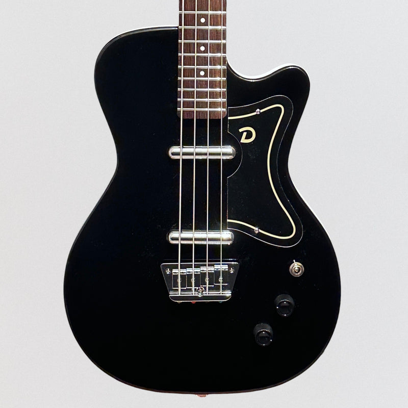 Danelectro D56BASS-BLK Single Cut Body Shape Dolphin Headstock 4-String Electric Bass Guitar - Black
