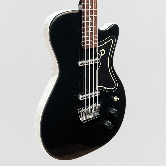 Danelectro D56BASS-BLK Single Cut Body Shape Dolphin Headstock 4-String Electric Bass Guitar - Black
