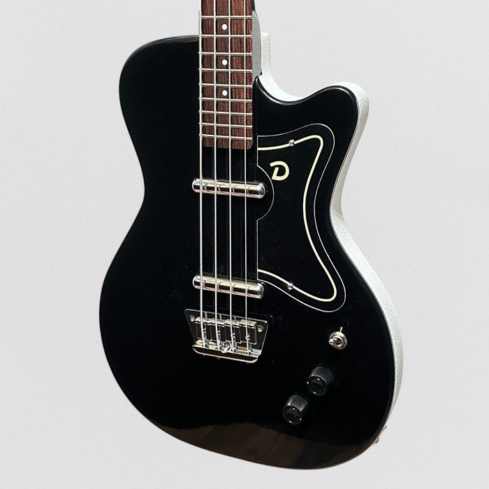 Danelectro D56BASS-BLK Single Cut Body Shape Dolphin Headstock 4-String Electric Bass Guitar - Black