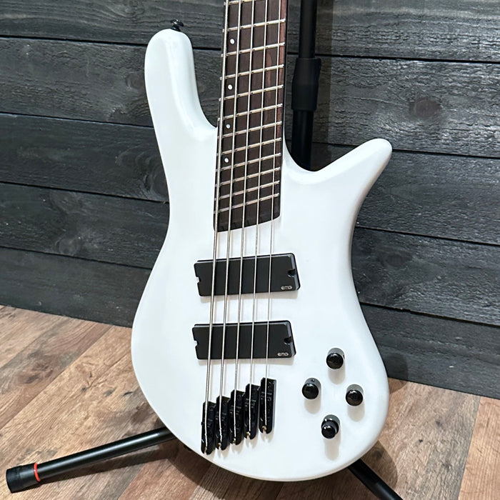 Spector NS Dimension HP 5 5-String Multi-Scale Electric Bass Guitar w/ Bag - White Sparkle Gloss