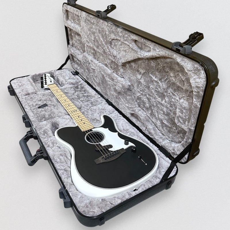 Fender Jack White Triplesonic Acoustasonic Telecaster Acoustic Electric Guitar - Satin Arctic White with Black Top